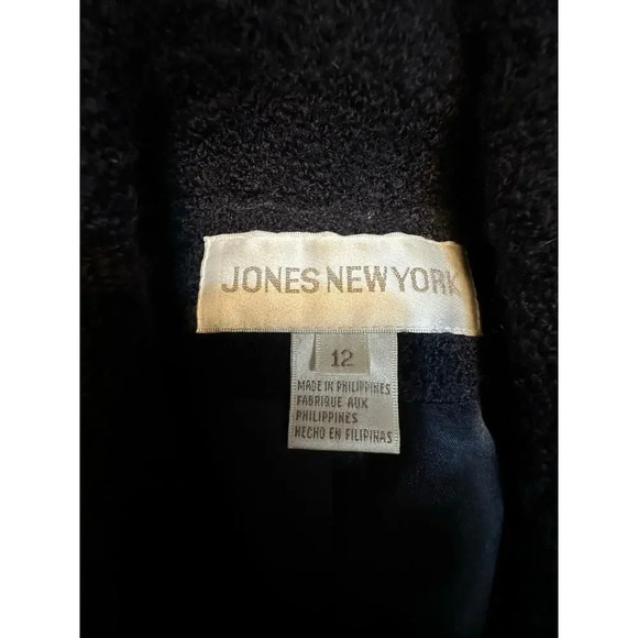 Jones New York Black Pea Coat Women 12 Wool Blend Winter Neutral Textured Jacket - Picture 2 of 8